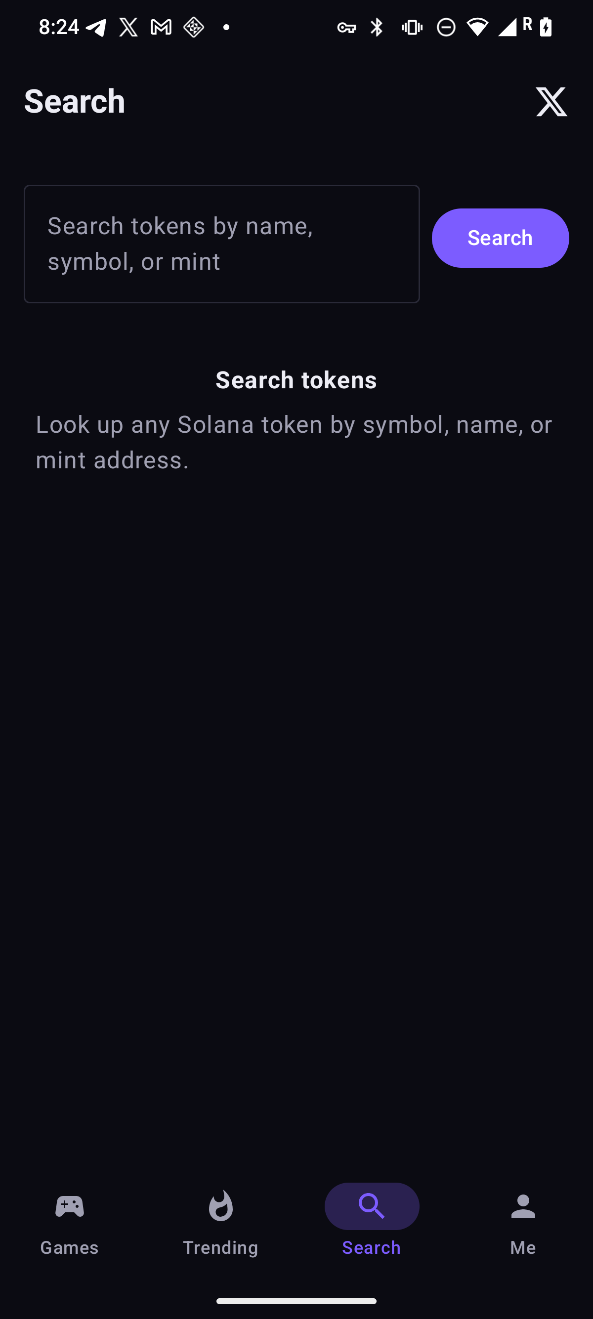Search — Solana token results